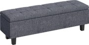 HOMCOM Tároló Pad, Párnázott Pad Vászon Hatással, Fából készült Lábakkal, Modern Ágyvég Pad Előszobába, Hálószobába, Nappaliba, 138 x 40 x 45 cm, Söté