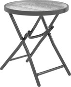 Outsunny Kerek Bistro Kerti Kávézó Asztal Ø 60 x 50H cm Összecsukható Fekete Fémből és Edzett Üvegből | Aosom