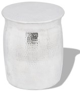 ezüstszínű, kalapált alumínium ülőke/kisasztal