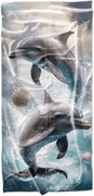 Gyorsan száradó tengerparti fürdőlepedő DOLPHINS kék 70 x 140 cm, 100% mikroszál