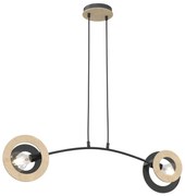 Csillár zsinóron SKIVA 2xE27/15W/230V fekete/bézs