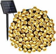 100 LED-es napelemes kerti fényfüzér, meleg fehér, 12 m