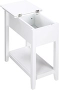 HOMCOM Éjjeli Szófaasztal Fölnyitható Fedéllel, Tároló Polccal és Rejtett Kábelnyílással, 60.5x32.5x70 cm, Fehér | Aosom
