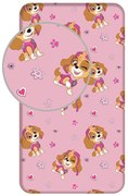 Rózsaszín gumis egyszemélyes pamut gyerek lepedő 90x200 cm Paw Patrol – Jerry Fabrics
