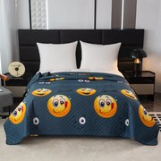 Ágytakaró EMOJI KINYÚJTOTT mintával szürke Méret: 170 x 210 cm