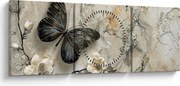 Kép - Márvány háttér pillangókkal (órával) (90x30 cm)