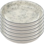 6 db mély tányér szett Finom virágok 20 cm, szürke