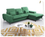 ALTA L-alakú kárpitozott sarokülőgarnitúra, jobb oldali kivitel, zöld, ággyá nyitható ágyneműtartóval