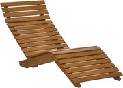 Outsunny Napozóágy, Fotel, Kerti Napozó, Pihenőszék Medence Mellett, Erkélyre, 120 kg-ig Terhelhető, Tömörfa, Teak, 66 x 170 x 77 cm | Aosom