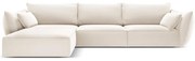 Bézs bársony sarokkanapé (bal oldali-heverő résszel) Vanda – Mazzini Sofas