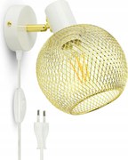 Fali Lámpa Arany Globe Fehér 488-KWP E27 kapcsolóval és dugóval