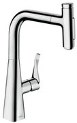Mosogató csaptelep Hansgrohe Metris kihúzható zuhannyal, 2 áram króm 73817000