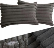 Párnahuzat bársony csíkos takaró puha, kényelmes, díszes, 2 db, szürke, 30x50