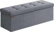 Összecsukható Puff Tárolópad 38 x 110 x 38 cm,  300 kg teherbírás, szürke