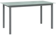vidaXL világosszürke alumínium és üveg kerti asztal 150 x 90 x 74 cm