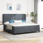 Box Spring Ágy Matraccal, Sötétszürke, 200x200 cm, Bársony