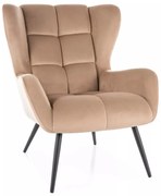 Louis bársony fotel bézs