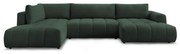 Zöld kinyitható-tárolóhelyes sarokkanapé (bal oldali-U alakú) Fuji – Bobochic Paris