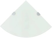 2 db fehér üveg sarokpolc krómtartóval 35 x 35 cm