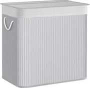Bambusz kosár szennyestartó 3 rekeszes 3x50L, szürke