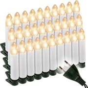 NEXOS Gyertyák karácsonyfára 30 LED zöld kábel meleg fehér