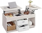 Funkcionális dohányzóasztal pad két irányban összecsukható asztallappal Bézs