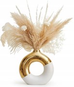 Glamour Váza Arany donut boho kerek pampafű kerámia