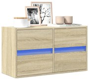 sonoma tölgy színű fali TV-szekrény LED-ekkel 80x31x45 cm