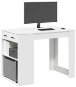 íróasztal fiókkal és polccal fehér 102x62x77,5 cm gépelt fa