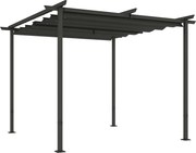 Outsunny Pergola 3x3m Kerti Pavilon Terasz Napernyő Fém Szerkezettel, Állítható Napernyő, UV Védelem 30+ Szabadonálló Napernyő Teraszra és Kertbe, Söt