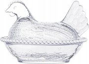 Üveg tároló doboz Tyúk fedővel 15,5x11,5x11,5cm