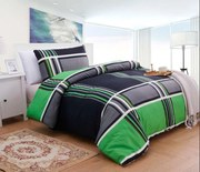 Káro zöld pamut ágyneműhuzat Rögzítés: Cipzár