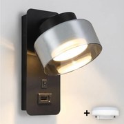 Brilagi - Fali lámpa USB-porttal AURA LUX 1xGX53/30W/230V fekete/füstszínű