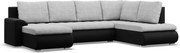 Tokio U sarokkanapé, 3 ágyneműtartóval, fonott + műbőr, jobboldali, szürke - fekete