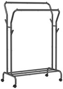 Gurulós ruhaállvány, fekete 153x54x103cm