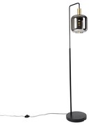 Állólámpa fekete, arany és füstüveggel, PUCC-al - Zuzanna