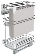 Konyhai fémrács, 300mm, oldalra szerelhető, króm-fehér, teljes kihúzás, csillapított záródás, rejtett fióksín, 3 kosár, textílzsákkal SIGE, Infinity L...