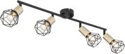 Globo 54802S-4AB Spotlámpa fém fekete- sárgaréz színben, fém drót búrával. HxSzxM: 600x80x205, fényforrás nélkül 4xE14 40W 230V