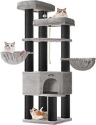Nagy, Többszintes Macskabútor XXL 55 x 55 x 186,7 cm, szürke, fekete