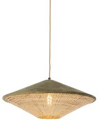 Vidéki stílusú függőlámpa zöld bársony és rattan 60 cm - Frills Can