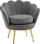 HOMCOM Shell Fotel, Vintage Fotel, Hálószobai és Nappali Fotel, Elegáns Dizájn, Magas Hátú, 76x67x74cm, Szürke | Aosom