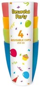 Színes Party műanyag pohár 4 db-os szett 250 ml