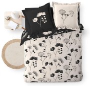 Fekete-bézs kétszemélyes hosszabbított pamut-perkál ágyneműhuzat 240x220 cm Iris – douceur d'intérieur