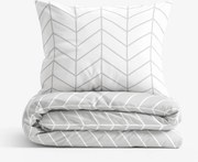 Goldea pamut ágyneműhuzat - cikcakk fehér és szürke 140 x 200 és 70 x 90 cm