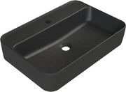 CeraStyle HERA - PULTRA ültethető - Top Counter - porcelán mosdó - MATT FEKETE - 60 x 42 cm