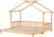 Treehouse Összecsukható ágy Gyerekágy 90X200+180X200CM Fenyő