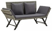 szürke polyrattan kerti pad párnákkal 176 cm