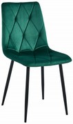 Sötétzöld bársony étkezőszék LIBRA fekete lábakkal