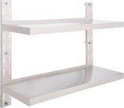 vidaXL kétszintes rozsdamentes acél falra szerelhető polc 100 x 30 cm