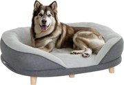 PawHut Kutya Fotel, Mosható Ülőkével, Háttámlás és Fa Lábas Pet Fotel, Macska Fotel, Kutya Ágy 25 kg-ig terjedő közepes méretű kutyák számára, 90 cm x